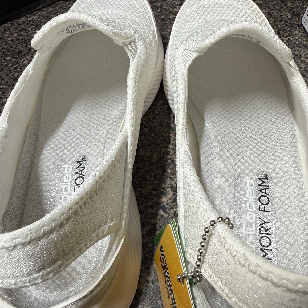 Skechers Vapor Foam Shoes Size 8 Move Smitten Vegan Memory Foam Sneakers White - Picture 9 of 16